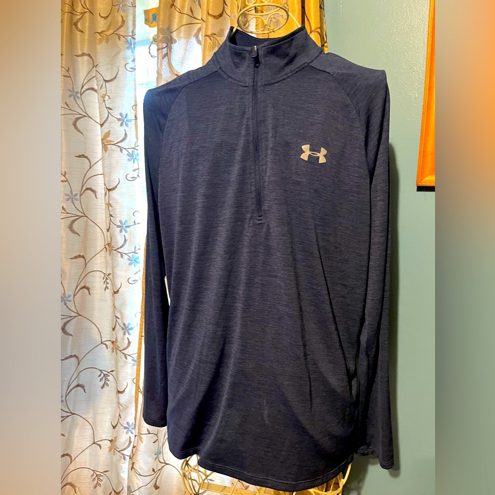 Under Armour Navy Blue Lightweight Long Sleeve Quarter Sleeve Pullover L